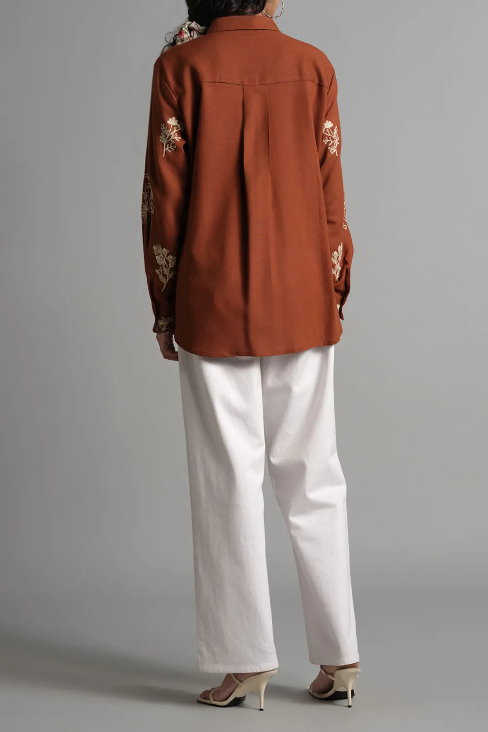 Brown Casual Style Floral  Shirt