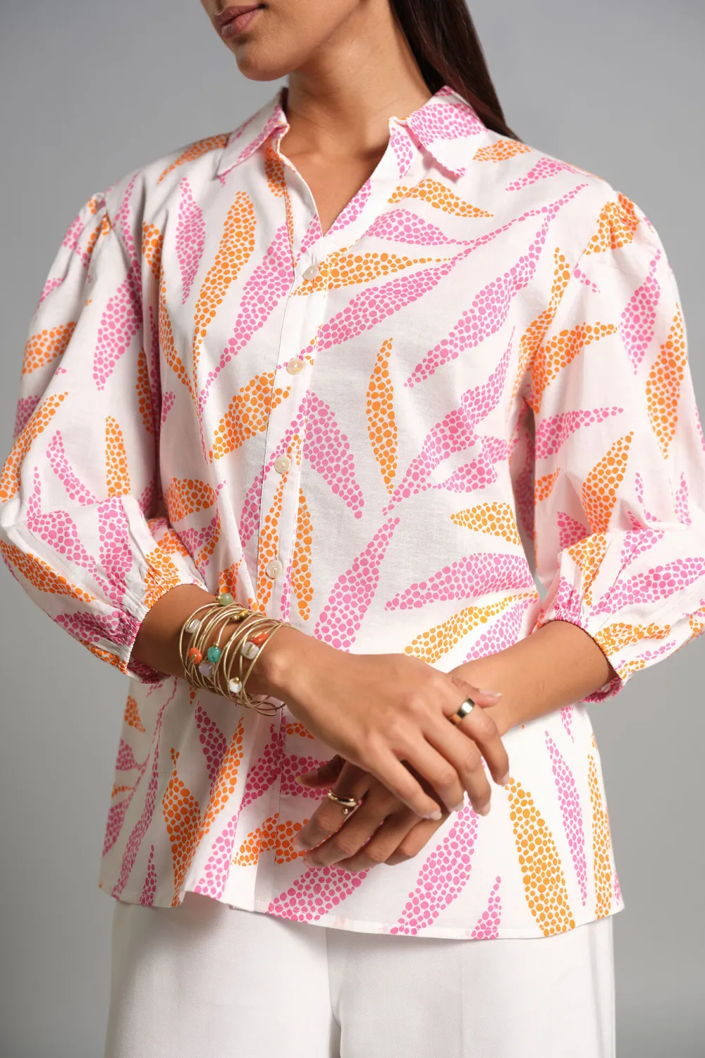 Casual Style Cotton Pink Shirt