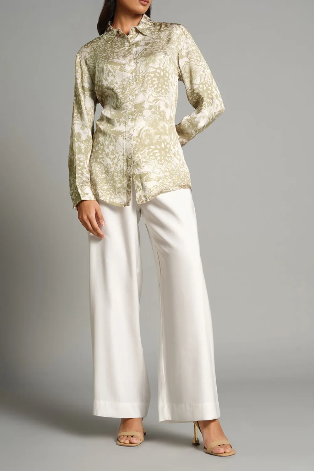 Art Graphic Casual Style Green Shirt