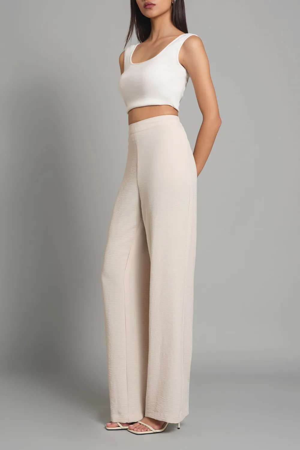Beige Casual Wear Wide-Leg Pants