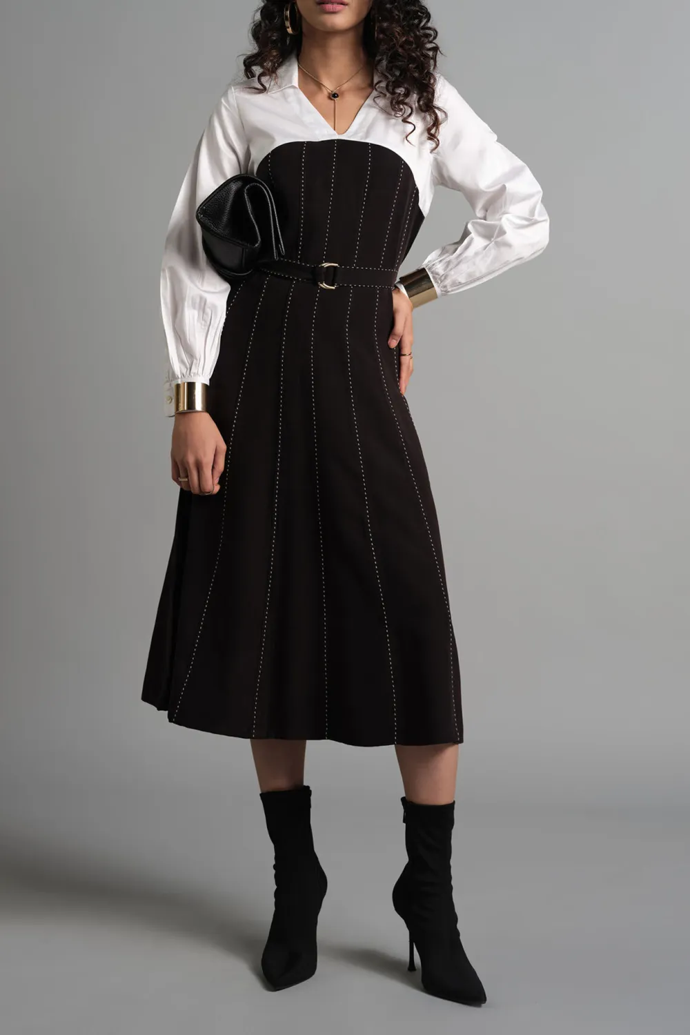 Casual Style White Striped Dress