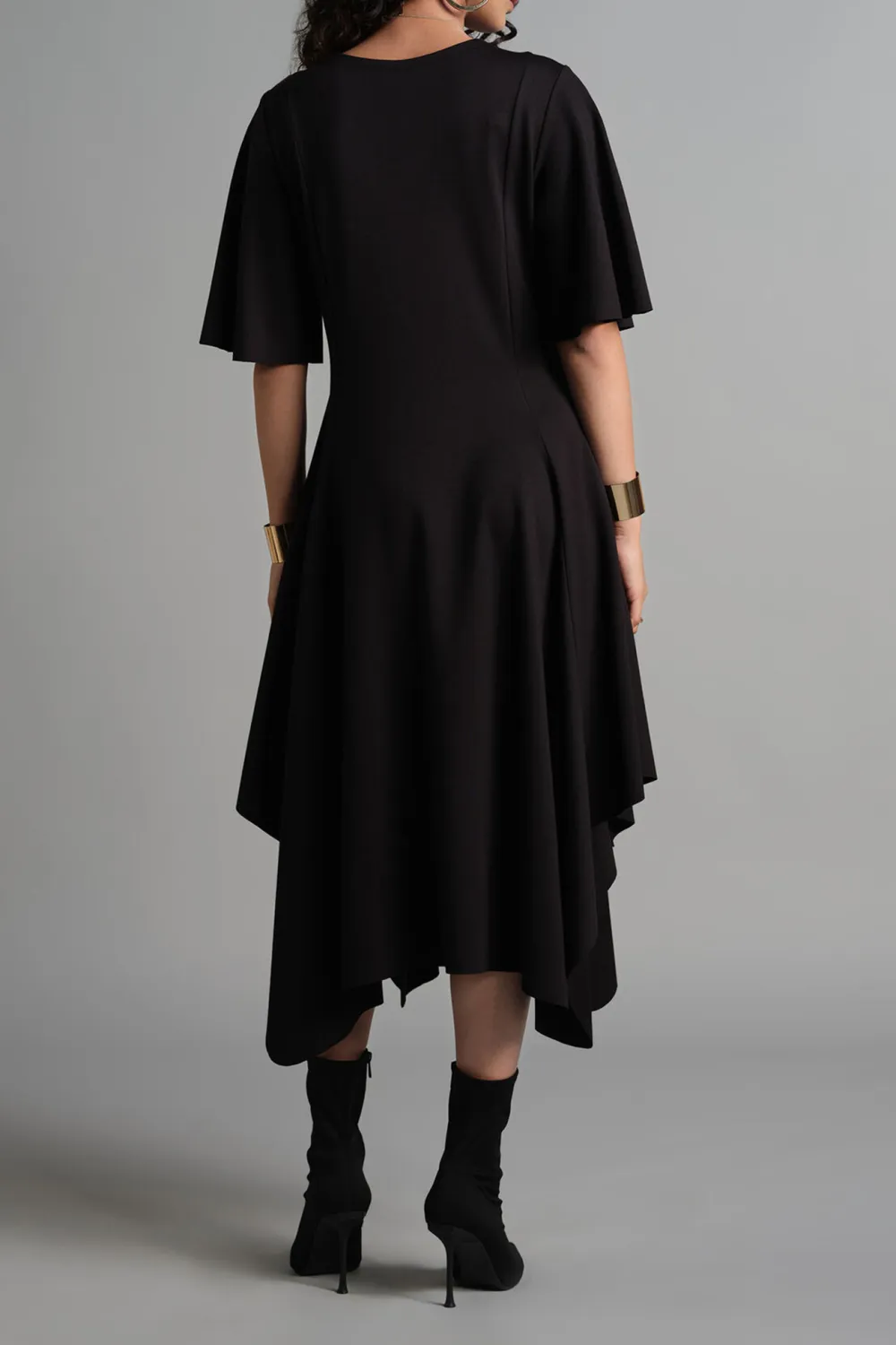 V-Neck Casual Style Black Dress