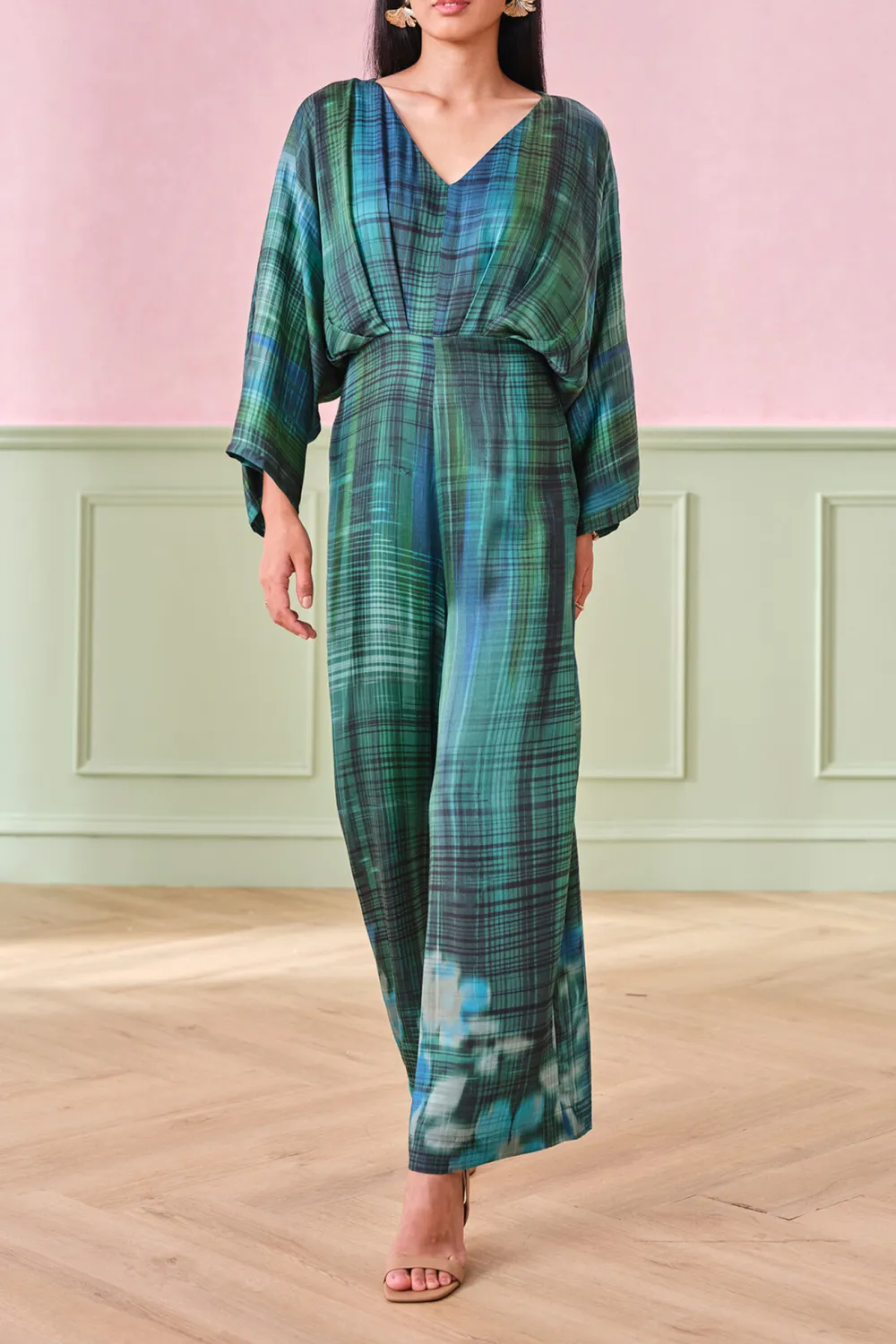 Green Casual Style Viscose Jumpsuit