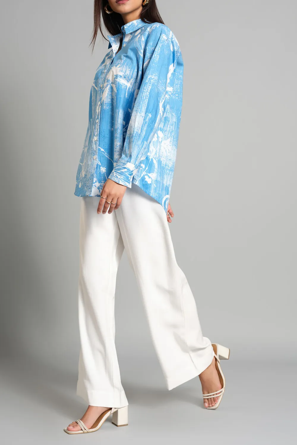 Long Sleeve Casual Style Blue Shirt