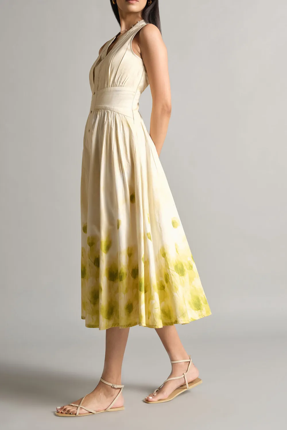 V-Neck Casual Style Flowers Dress