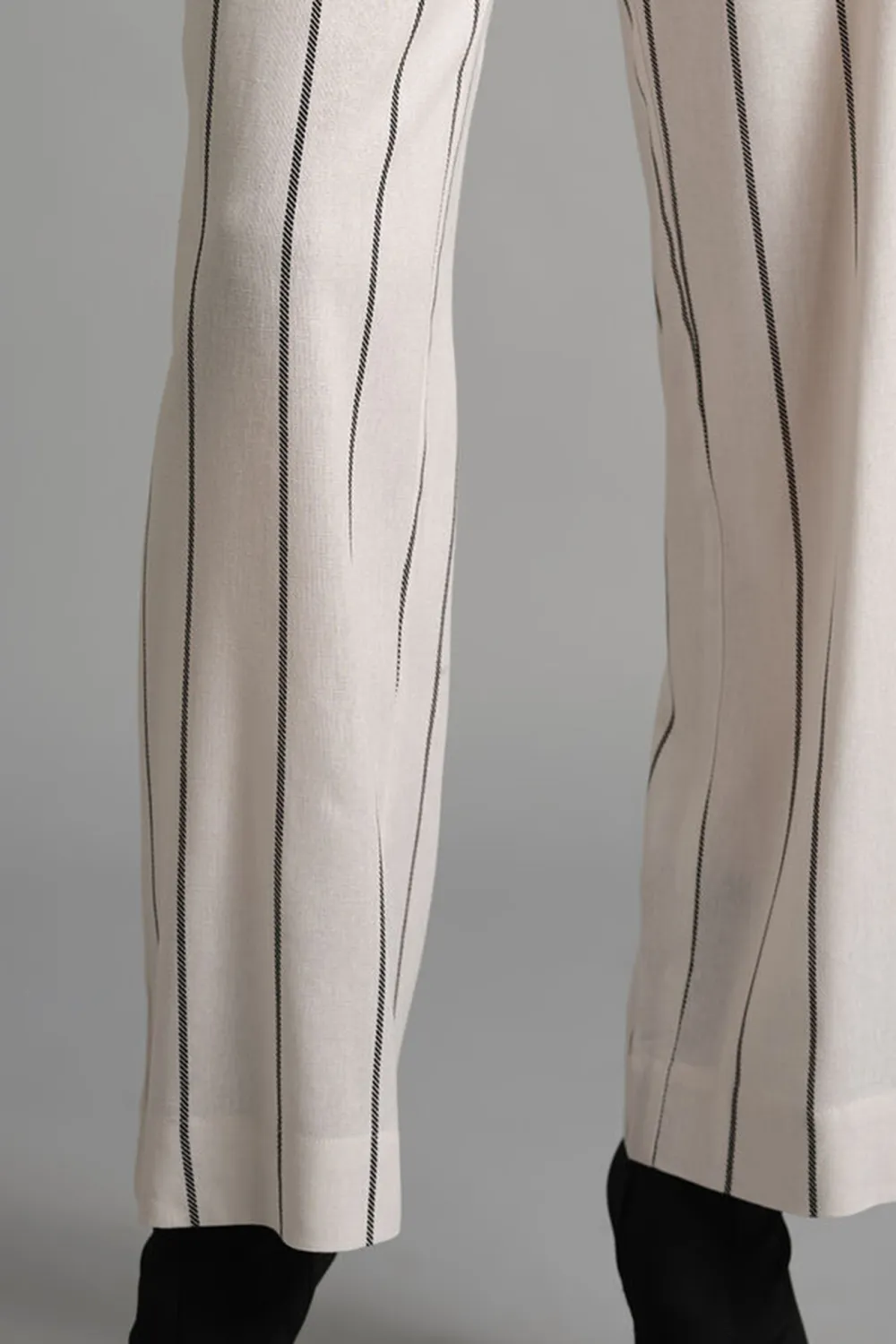 White Casual Style Striped Pants