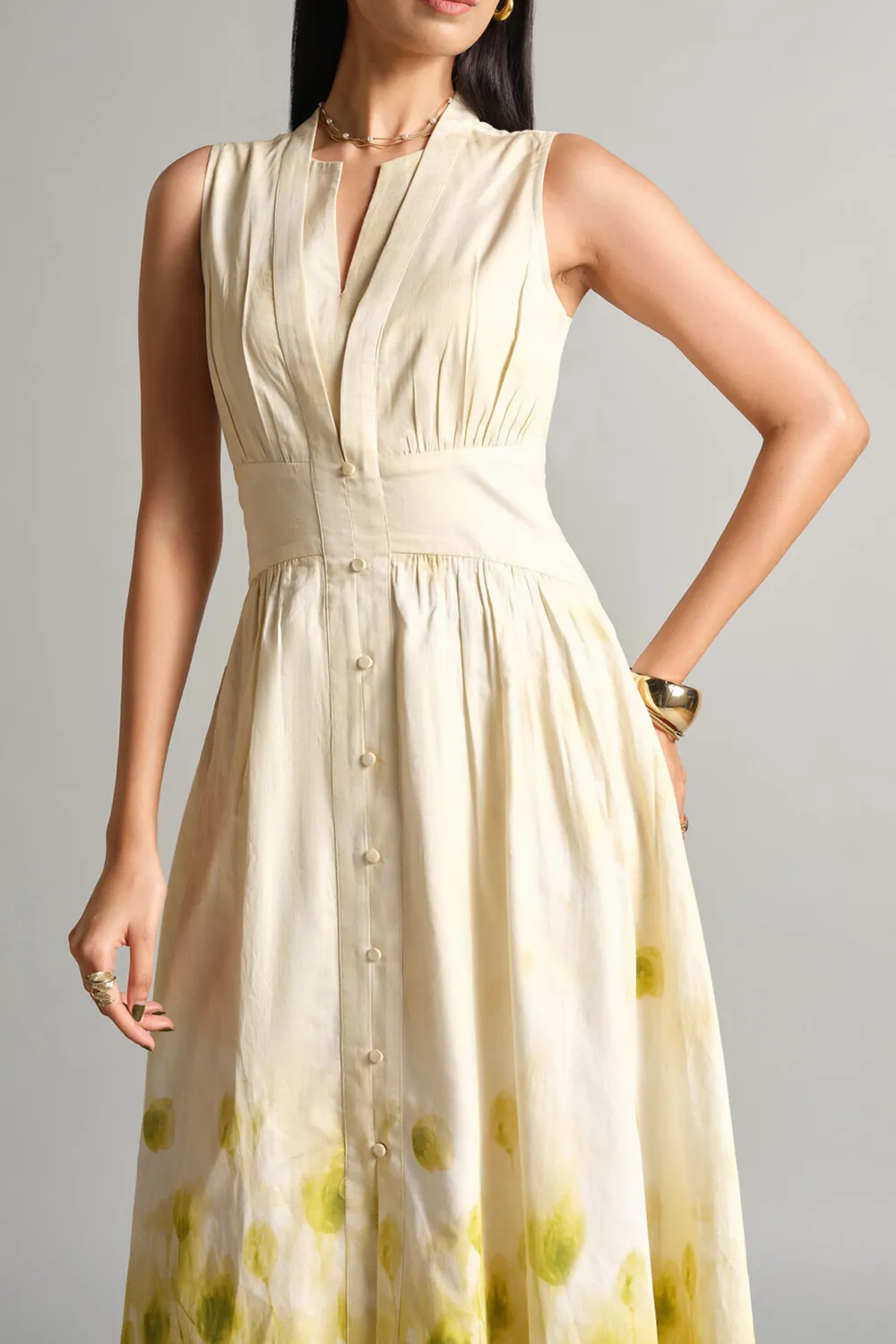 V-Neck Casual Style Flowers Dress