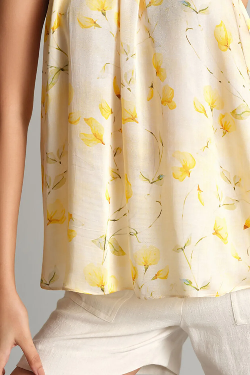 Halter Neck Yellow Bloom Top