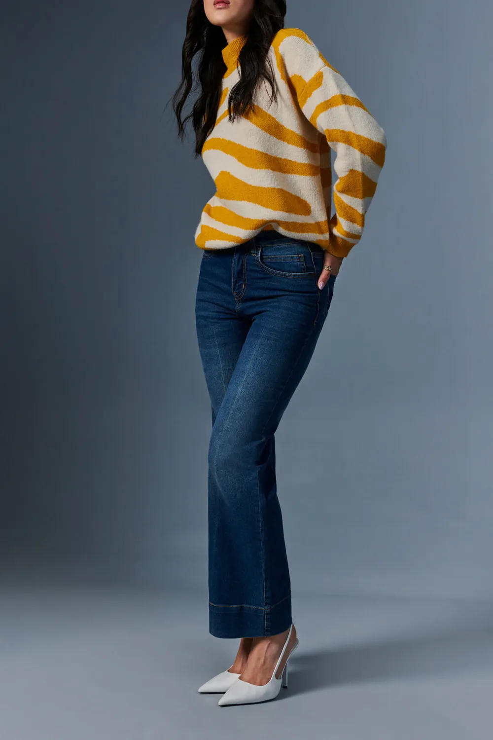 Yellow Long Sleeve Wave Sweater