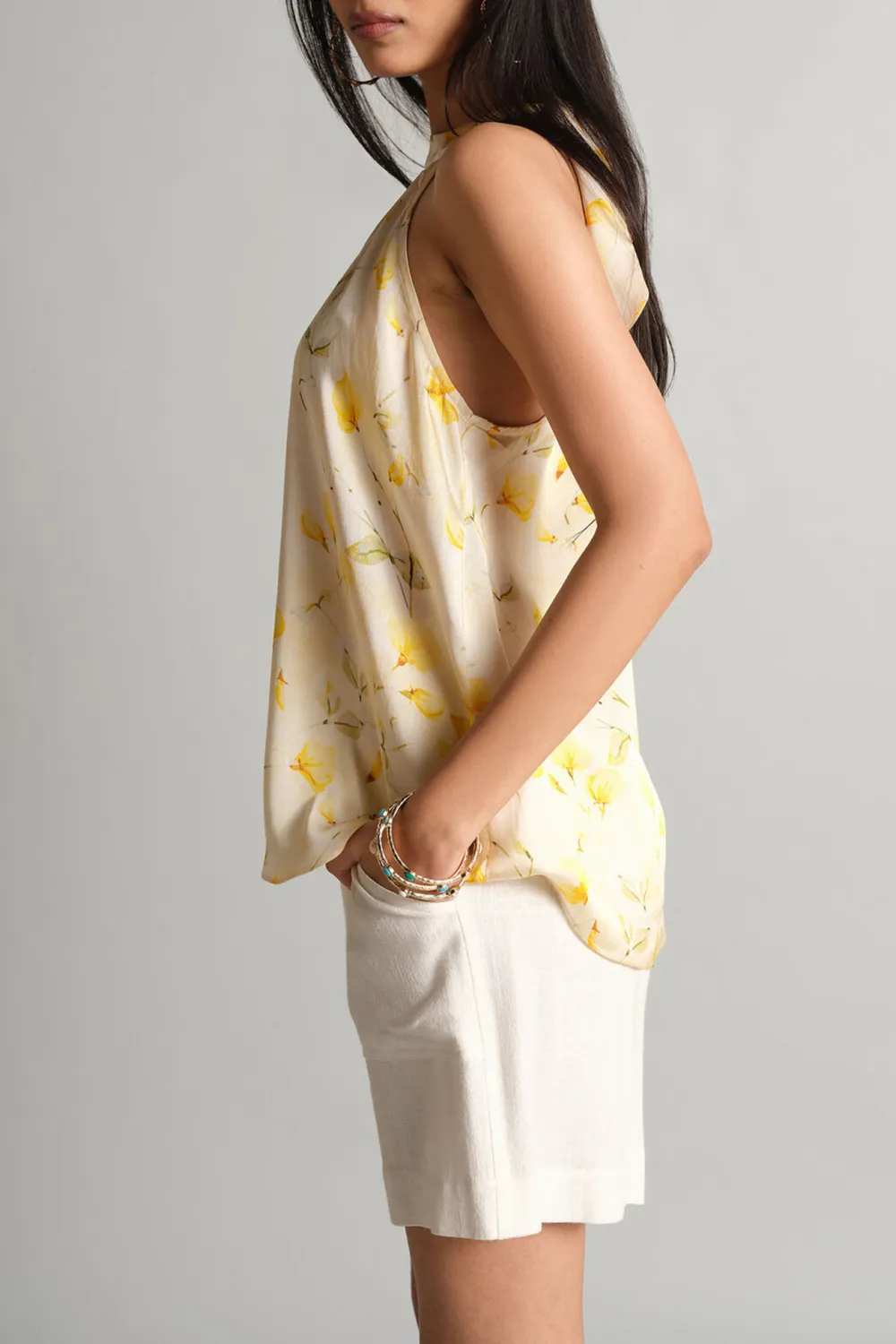 Halter Neck Yellow Bloom Top